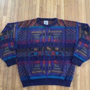 🔥 Vintage 90’s Peter Jon  Coogi Like Multicolor Geometric Pattern Sweater XL 🔥
